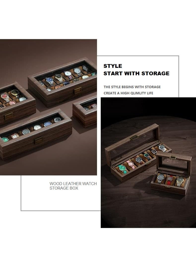 BaytEasy Premium Wooden 6-Compartment Watch Box, Detachable, Elegant Glass-Lid Display Case, The Perfect Gift Organizer for Watches, Jewelry and Accessories (39*12*9 cm). - Image 5